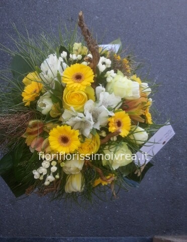 bouquet misto giallo bianco